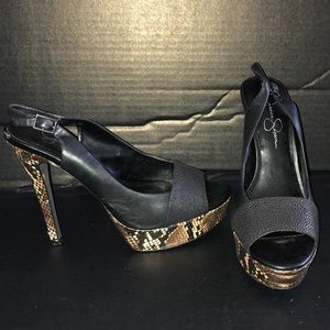 Platform sling backs.